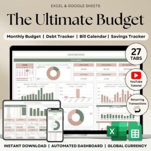 Ultimate Annual Budget Planner Spreadsheet Excel Google Sheets Monthly Budget