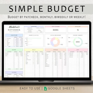 Budget Planner Spreadsheet Google Sheet & Excel Weekly, Biweekly, Monthly, Or Paycheck + BONUS