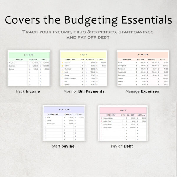 Budget Planner Spreadsheet Google Sheet & Excel Weekly, Biweekly, Monthly, Or Paycheck + BONUS - Image 7