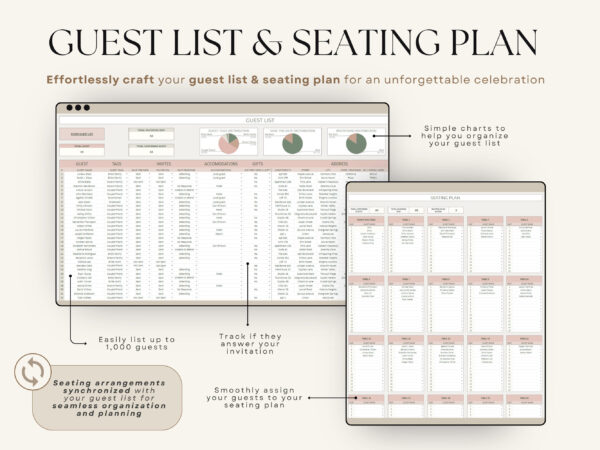 The Ultimate Wedding Planner Spreadsheet Google Sheets & Excel + BONUS - Image 2