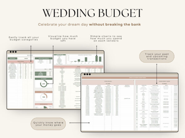 The Ultimate Wedding Planner Spreadsheet Google Sheets & Excel + BONUS - Image 5