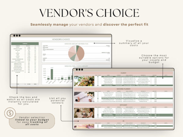 The Ultimate Wedding Planner Spreadsheet Google Sheets & Excel + BONUS - Image 6