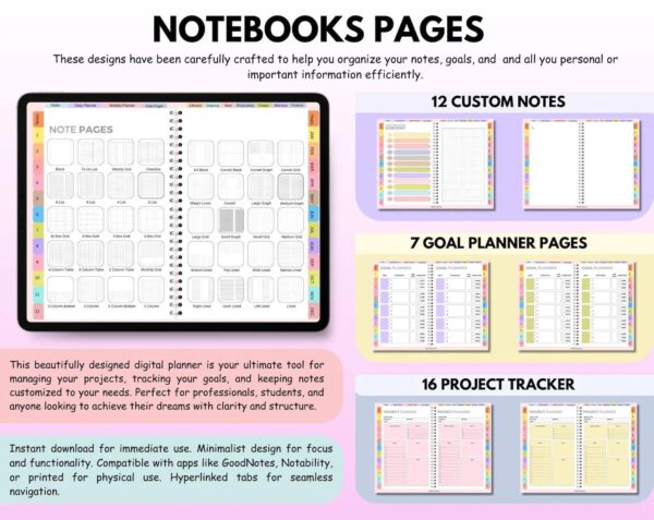 All-in-One Digital Planner 2025, 2026, 2027 – Goodnotes Planner, Apple Google Calendar + Bonus 50+ Templants planners - Image 3