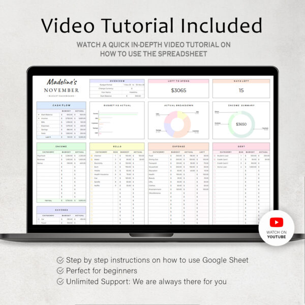 Budget Planner Spreadsheet Google Sheet & Excel Weekly, Biweekly, Monthly - Image 10