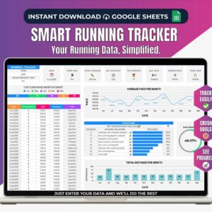 Running Tracker Spreadsheet Google Sheets Template Marathon Training Log Pace Calculator Running Journal Light Tracker Cardio Workouts